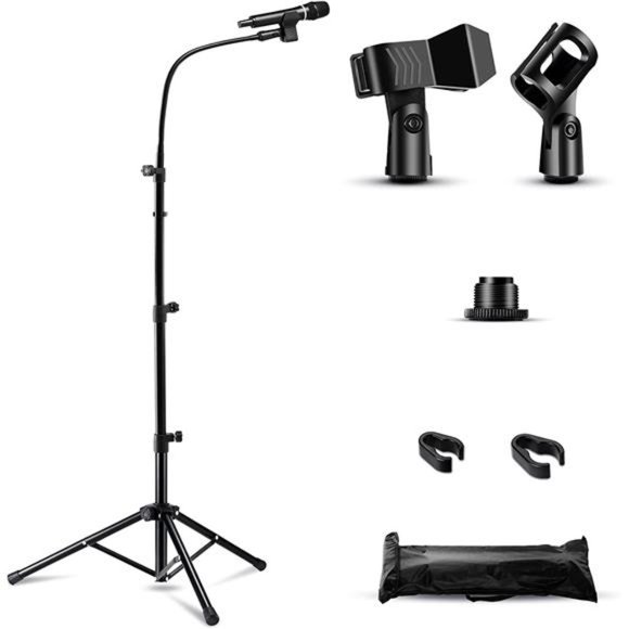 Microphone Stand,Metal Height Adjustable＆360°Gooseneck Boom Arm Mic Stand Tripod - Picture 1 of 6
